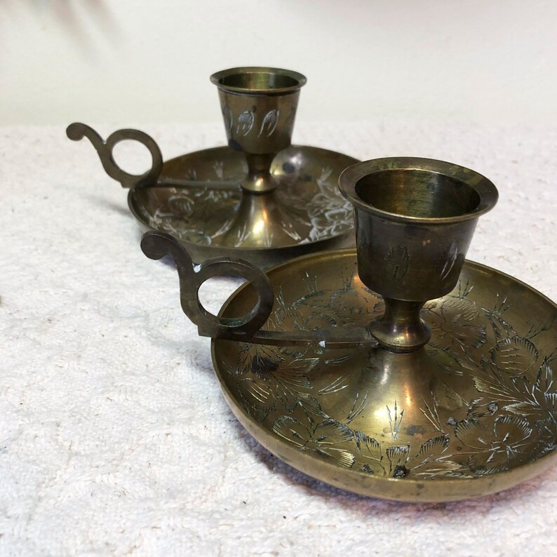 Vintage Brass Candle Holders Candle Holder With Drip Plate Etsy