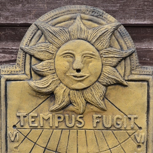 Sundial Wall Garden Plaque Tempus Fugit Time Flies Etsy