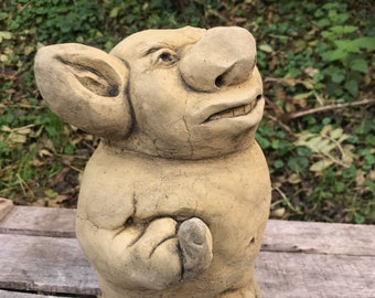 Troll giving the finger stone garden ornament
