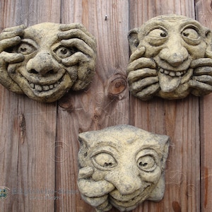 Bogies funny faces set 3 gargoyle wall plaques