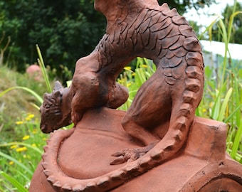 Dragon roof finial decorative 110 degree angled or half round ridge tile small "Brighton"