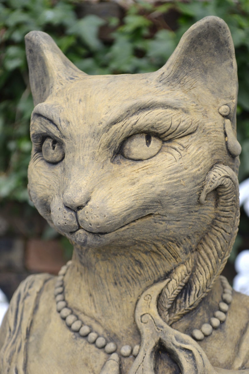 Cat Garden Ornament Bust Frost Proof Stone Statue Original Etsy UK