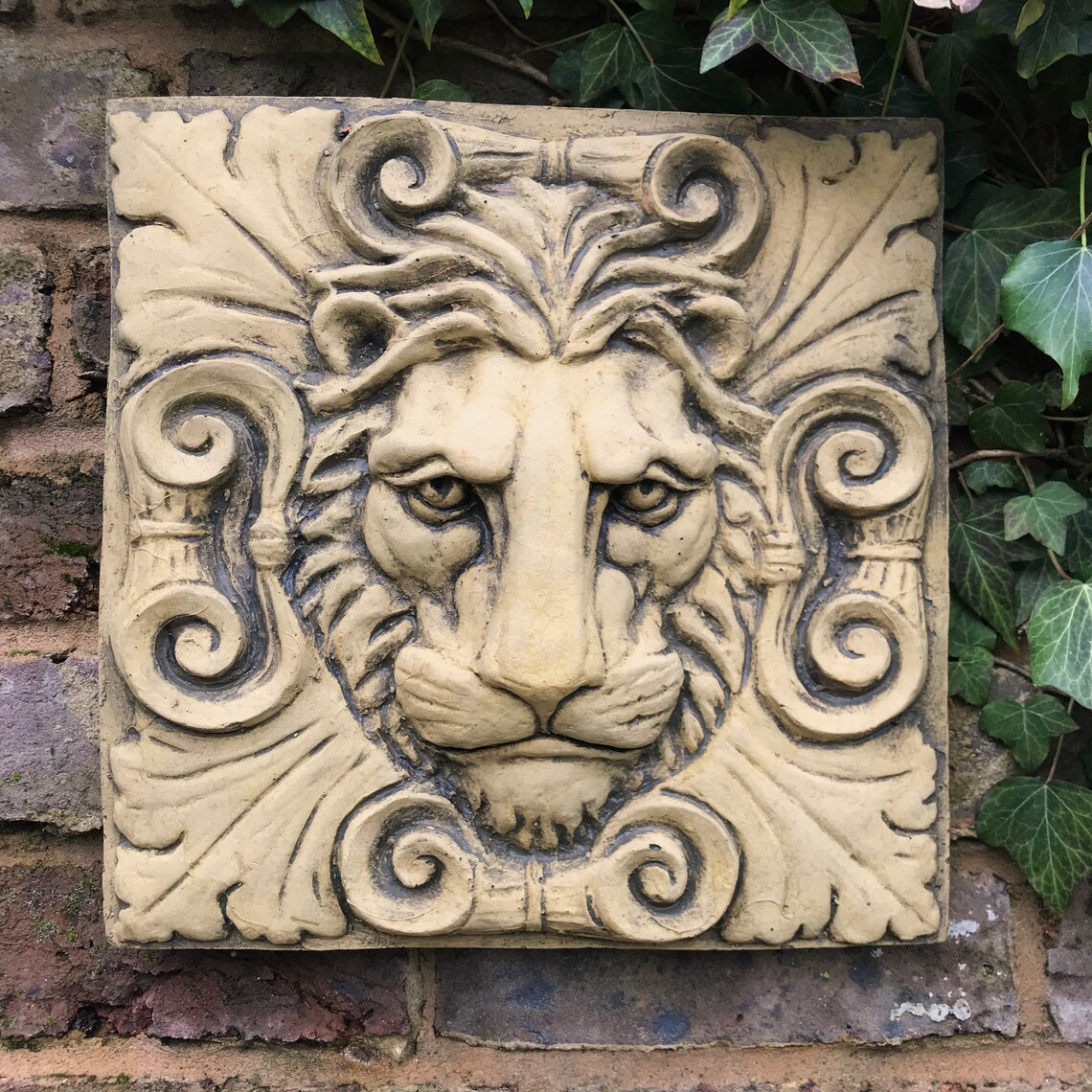 Roman lion classical wall plaque decorative stone garden Etsy