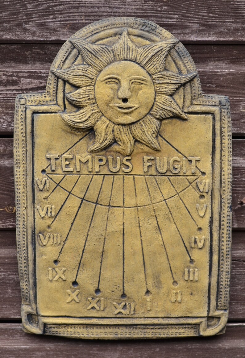 Sundial Wall Garden Plaque Tempus Fugit Time Flies Etsy UK