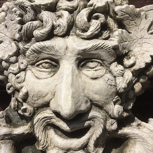 Bacchus face decorative stone wall plaque Mascaron 43cm/17" H