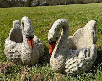 Large Swan Planter Pair