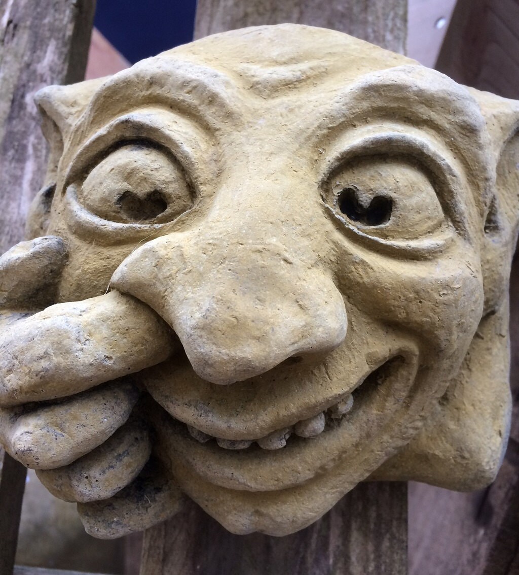 Set of 3 Gargoyle Funny Face Stone Garden Wall Plaques Etsy UK