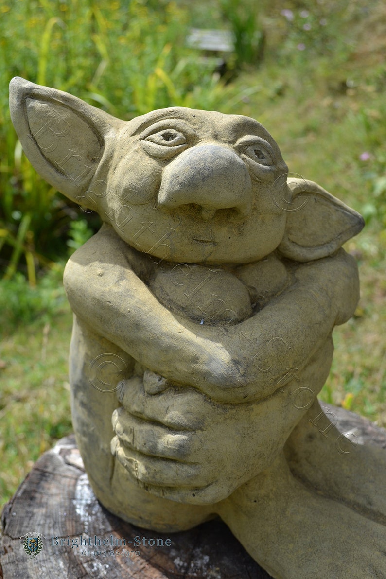 Big Ears Goblin Troll© Stone Garden Ornament Statue Original Design