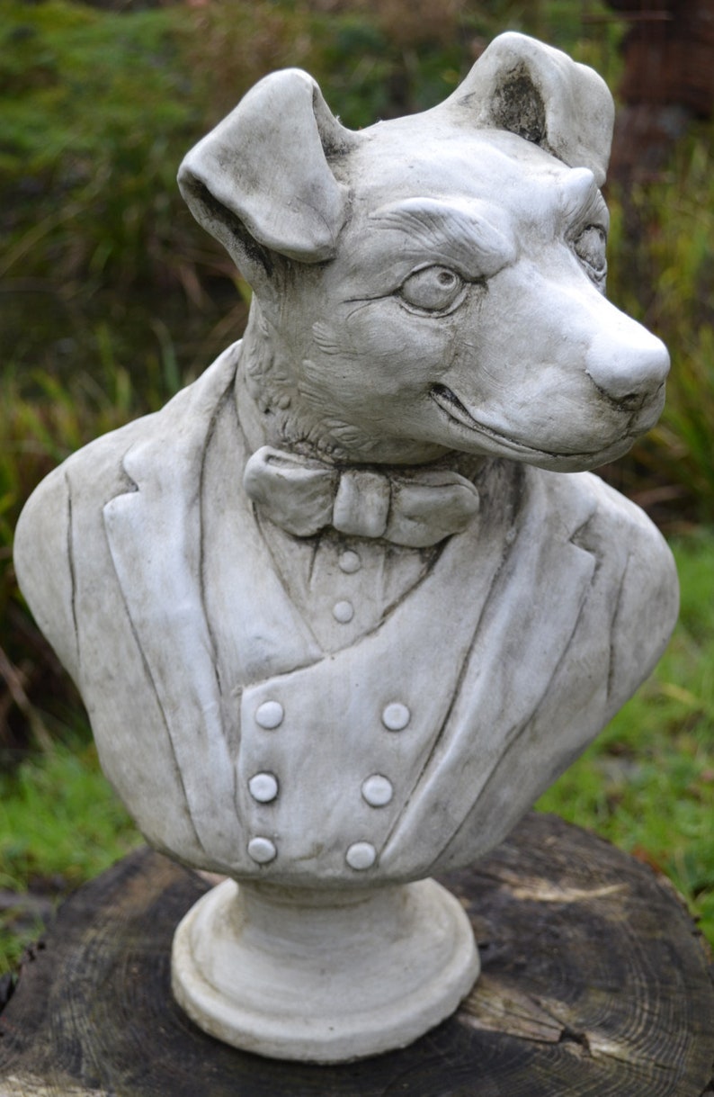 Dog Garden Ornament Bust Frost Proof Stone Statue Original Etsy UK