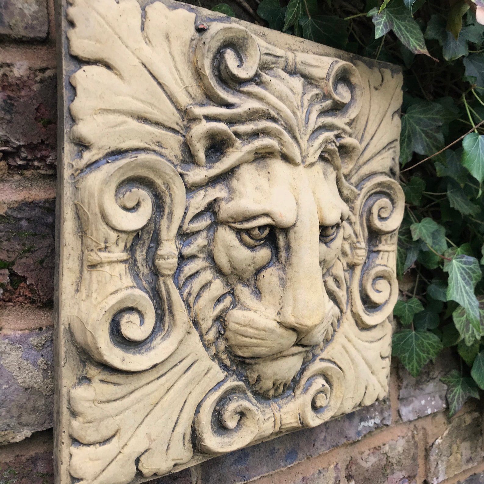Roman Lion Classical Wall Plaque Decorative Stone Garden Etsy