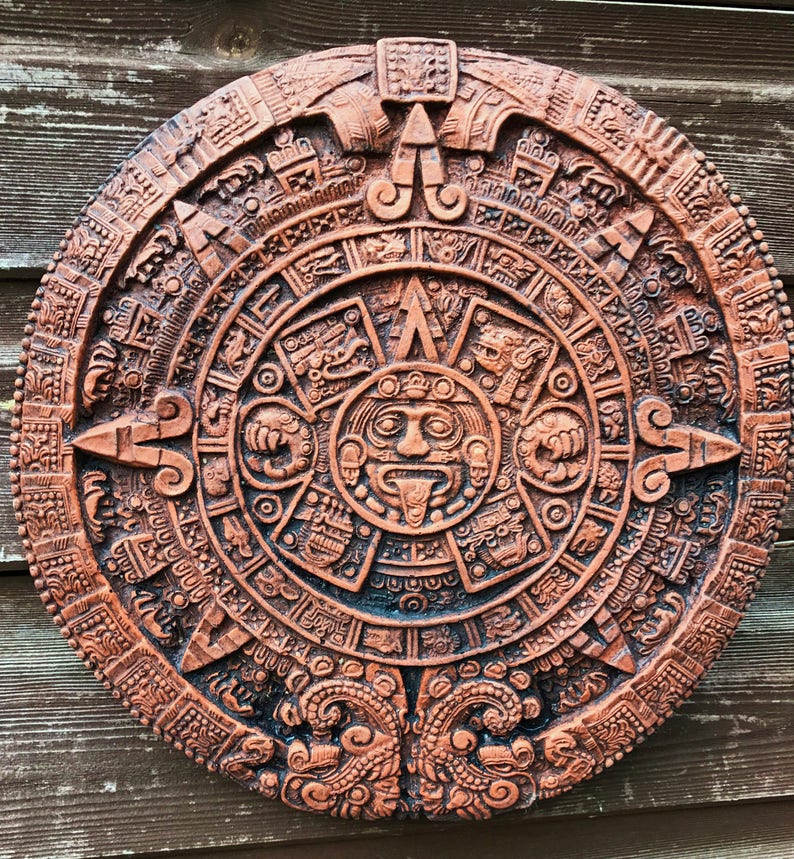 Aztec Mayan Calendar Stone Wall Plaque Sun Stone Home or Etsy