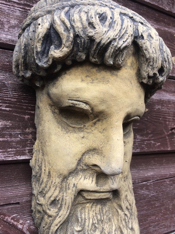 全国送料無料 Sculpture Face God Greek Zeus Decorative Plaque Wall Stone その他
