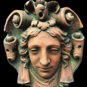 Decorative stone wall plaque face mask neo-classical style Mascaron 'Parisien' 30cmH image 3