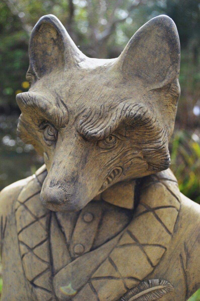 Fox Garden Ornament Bust frost proof stone statue original