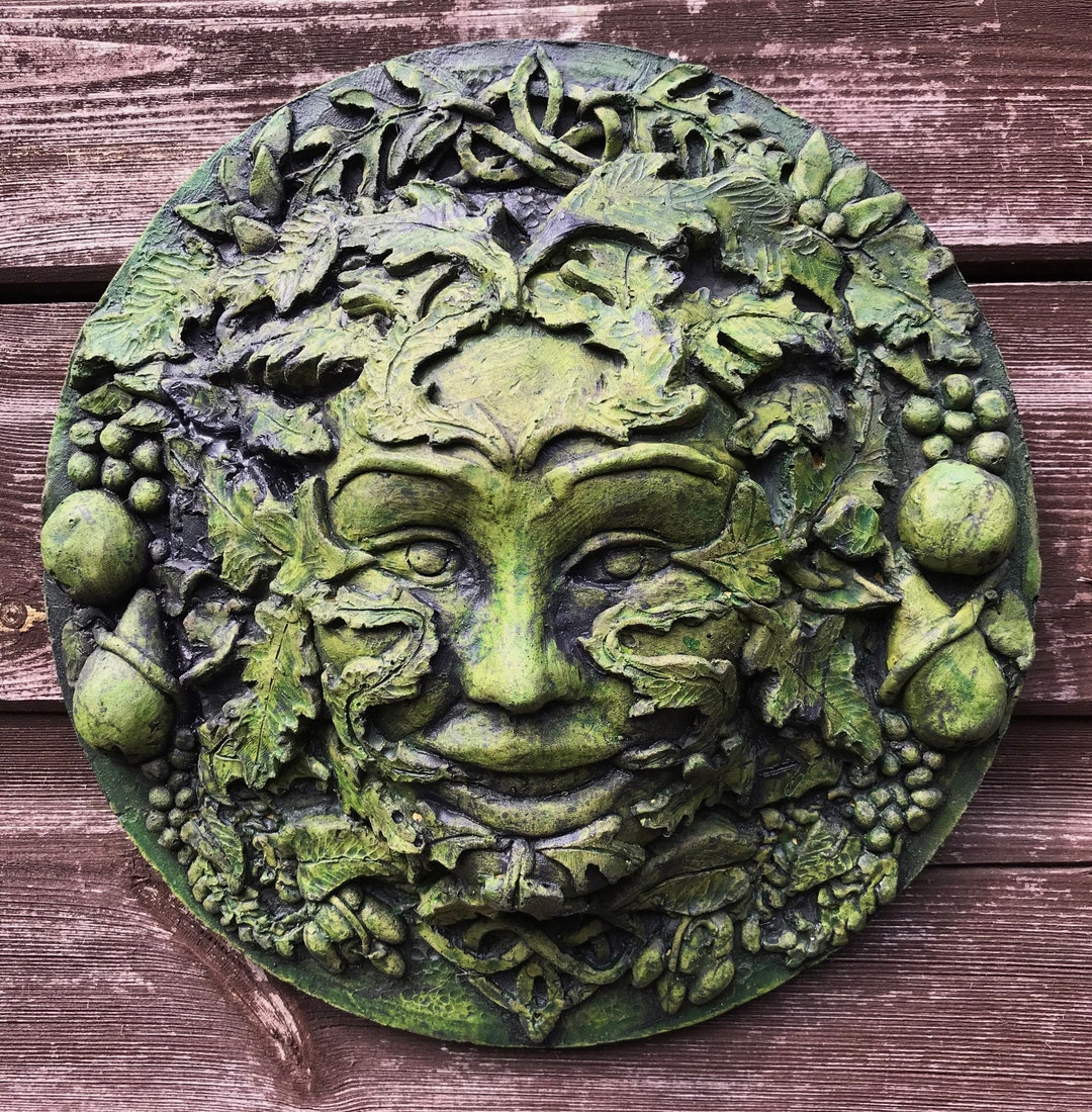 Autumnceltic Green Man Wall Plaque© Stone Garden Ornament - Etsy UK
