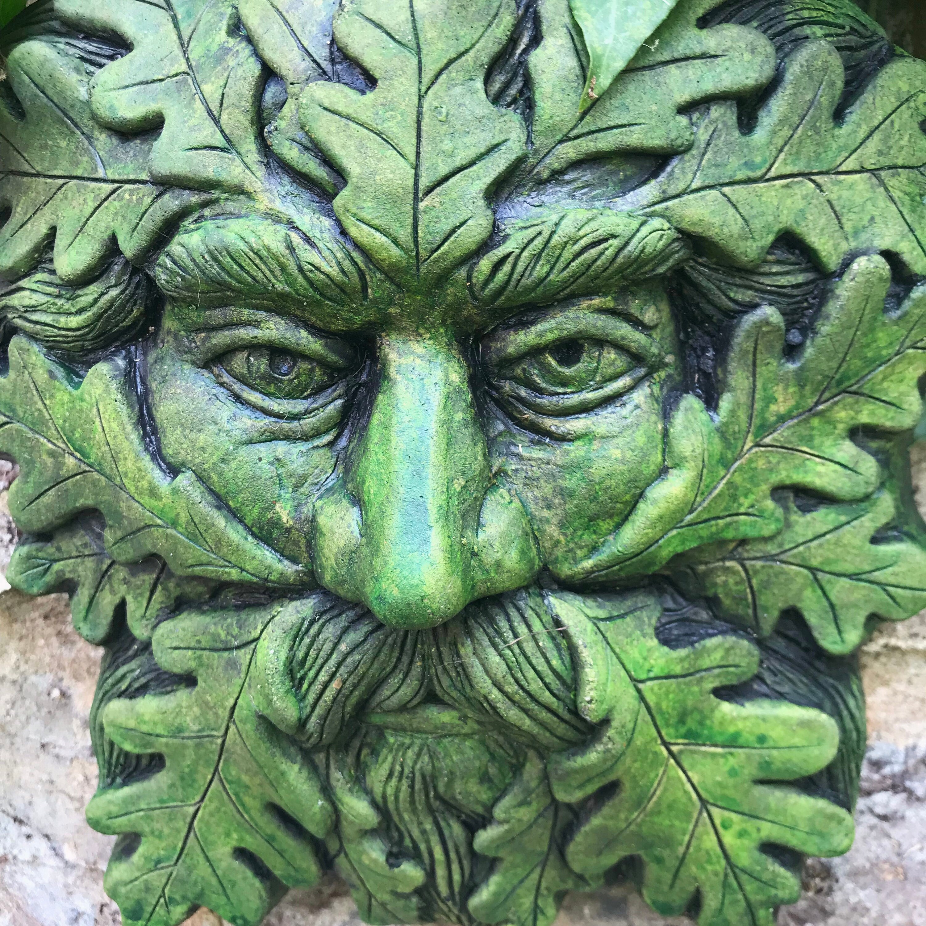 Quercus Green Man Wall Plaque© Stone Garden Ornament Etsy UK