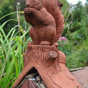 Squirrel roof finial 90 degree angled or half round decorative stone ridge tile original design