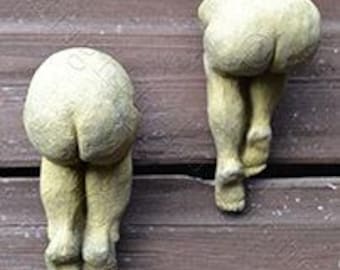 Pair of Cheeky Bottoms/bums stone wall plaques 13cm/5" H