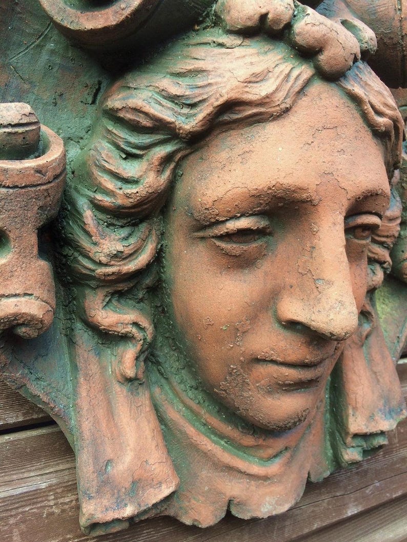 Decorative stone wall plaque face mask neo-classical style Mascaron 'Parisien' 30cmH image 7