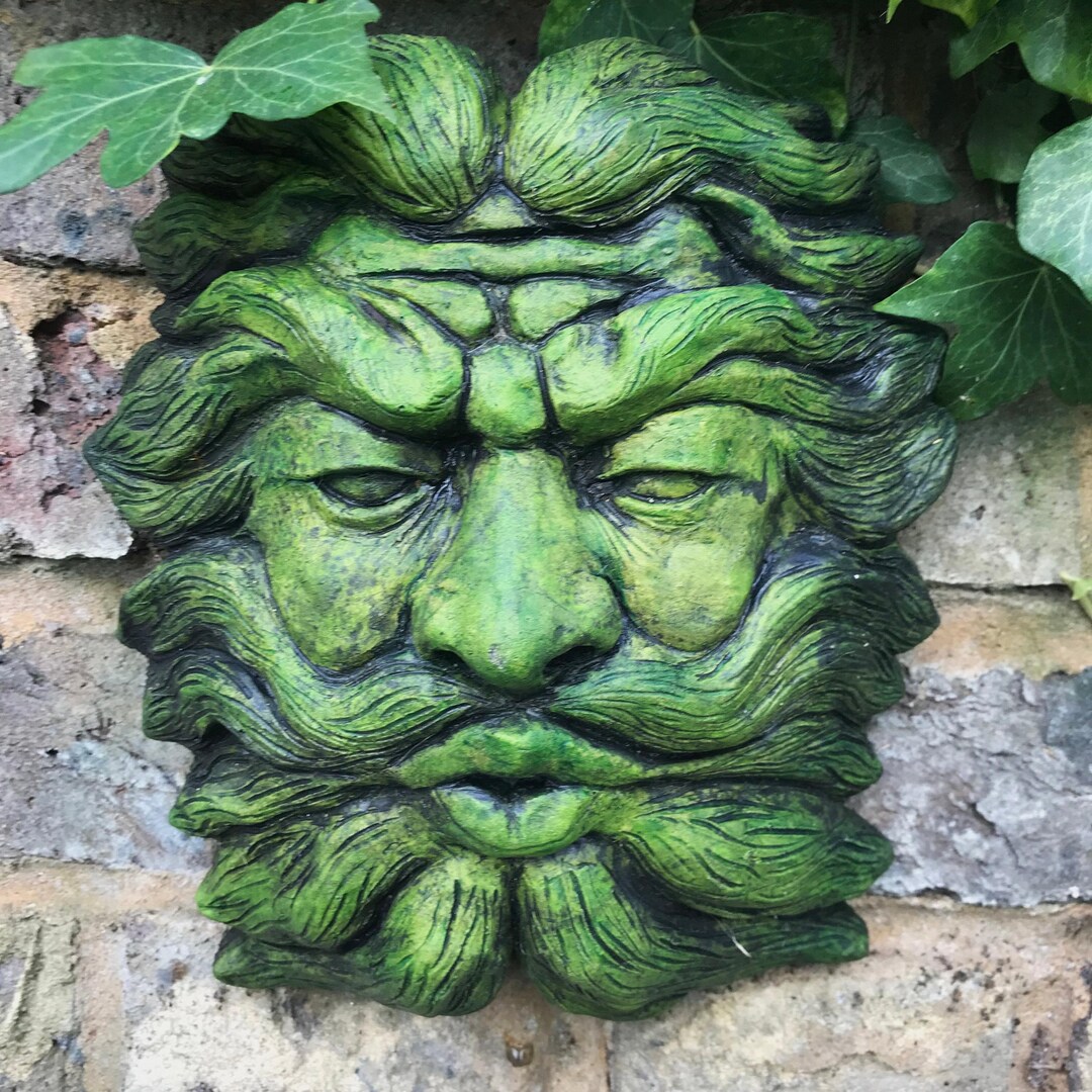 North Wind Green Man Wall Plaque Sml Stone Garden Ornament 20cm 8 H north-wind-green-man-wall-plaque-sml-stone-garden-ornament-20cm-8-h