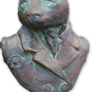 Badger Garden Ornament Bust frost proof stone statue original design &quot;Baron Bonaparte&quot;