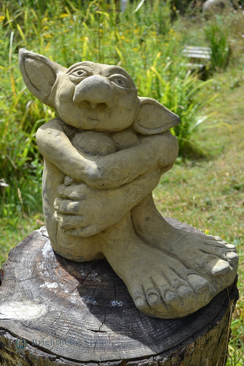 Big Ears Goblin Troll© Stone Garden Ornament Statue Original Design