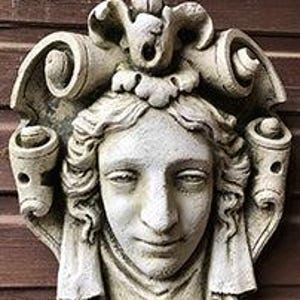 Decorative stone wall plaque face mask neo-classical style Mascaron 'Parisien' 30cmH