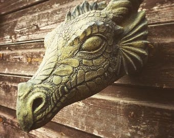 Wyvern-Drachenkopf dekorative Steinwandtafel mythisch