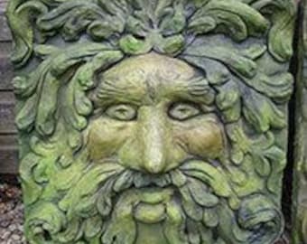 Large Square Green Man Fountain Mask