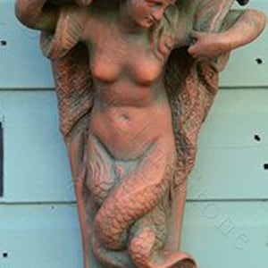 Zoccolo decorativo a mensola a forma di sirena, in pietra, altezza 40 cm/16&quot;