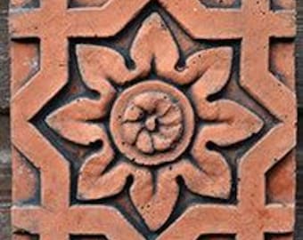Victorian decorative brick copy of antique terracotta wall tile "Octagonal flower"