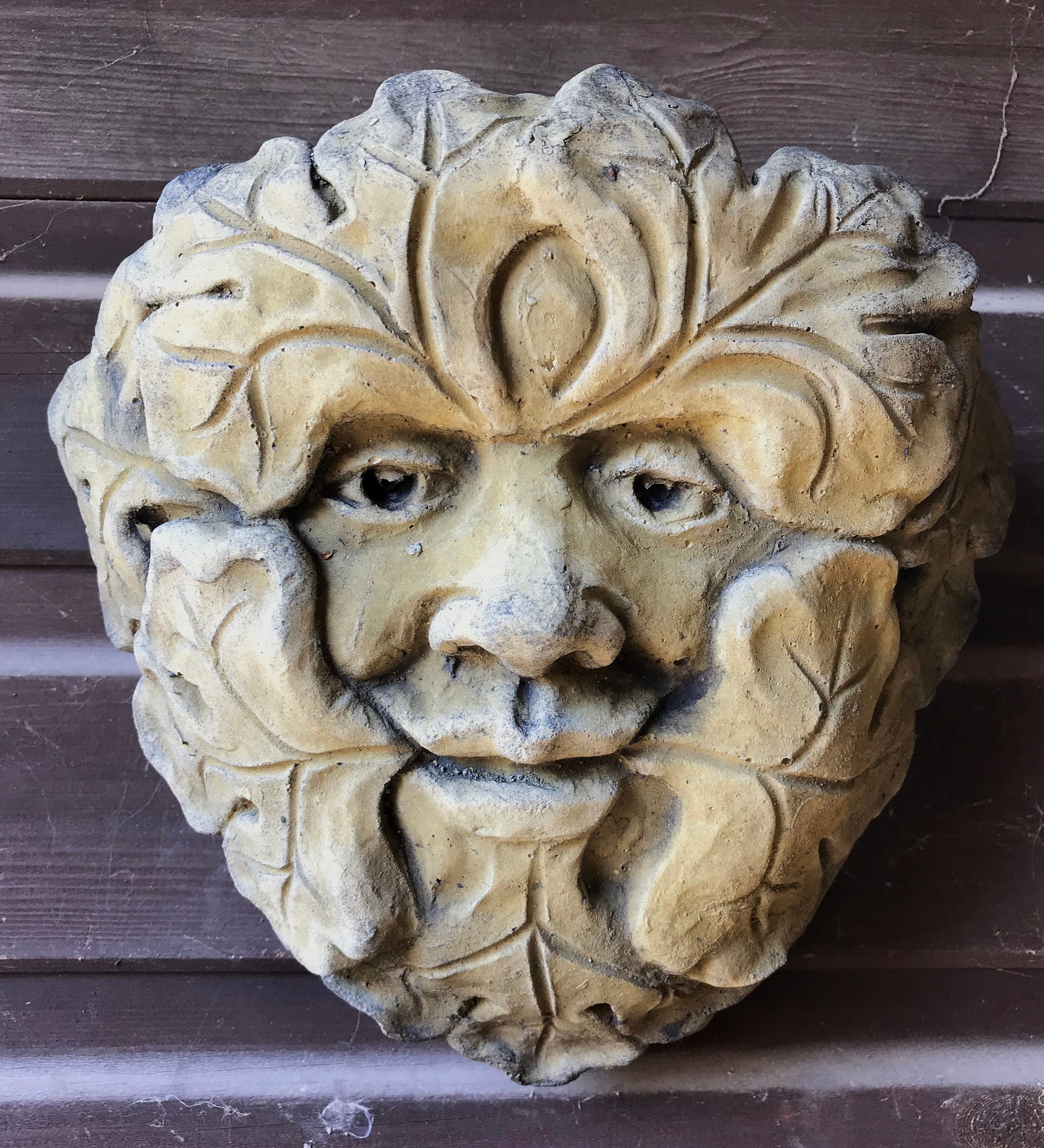 Green Man Planter Small Decorative Stone Garden Wall Plaque Etsy UK