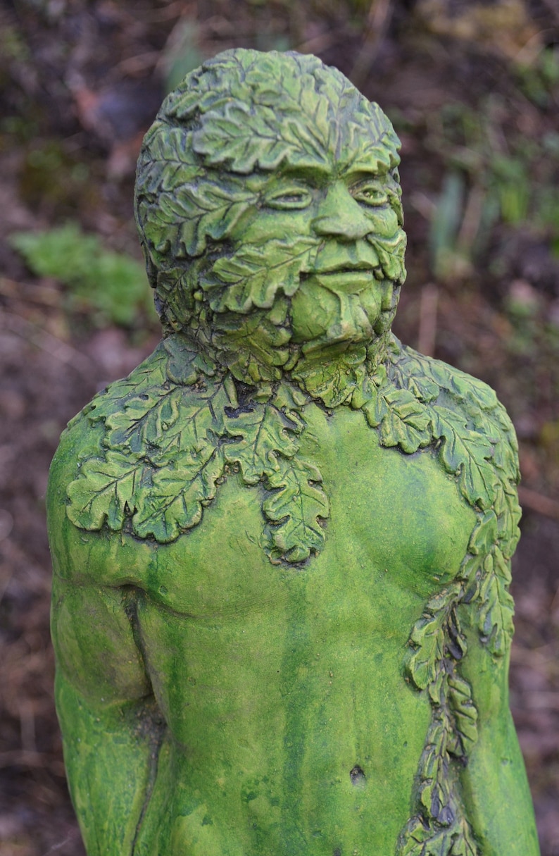 Green Man Statue Jack in the Green stone garden ornament Etsy