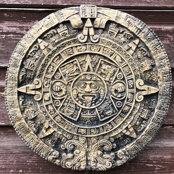 Calendrier maya aztèque plaque murale en pierre pierre du soleil ornement de maison ou de jardin