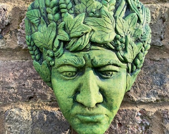 Harvest God green man wall plaque© stone garden ornament + FREE GIFT!