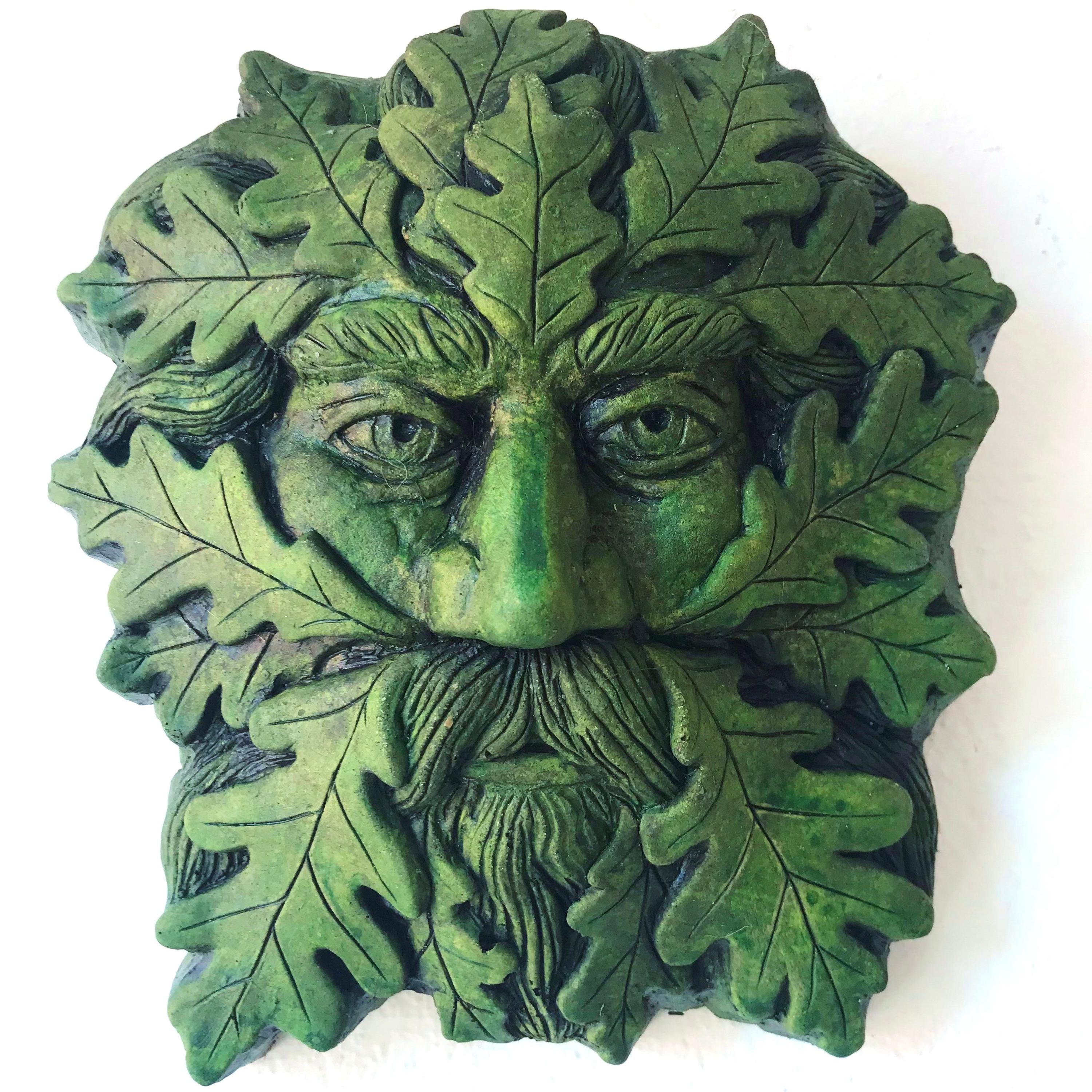 Quercus Green Man Wall Plaque© Stone Garden Ornament 19cm/7.5