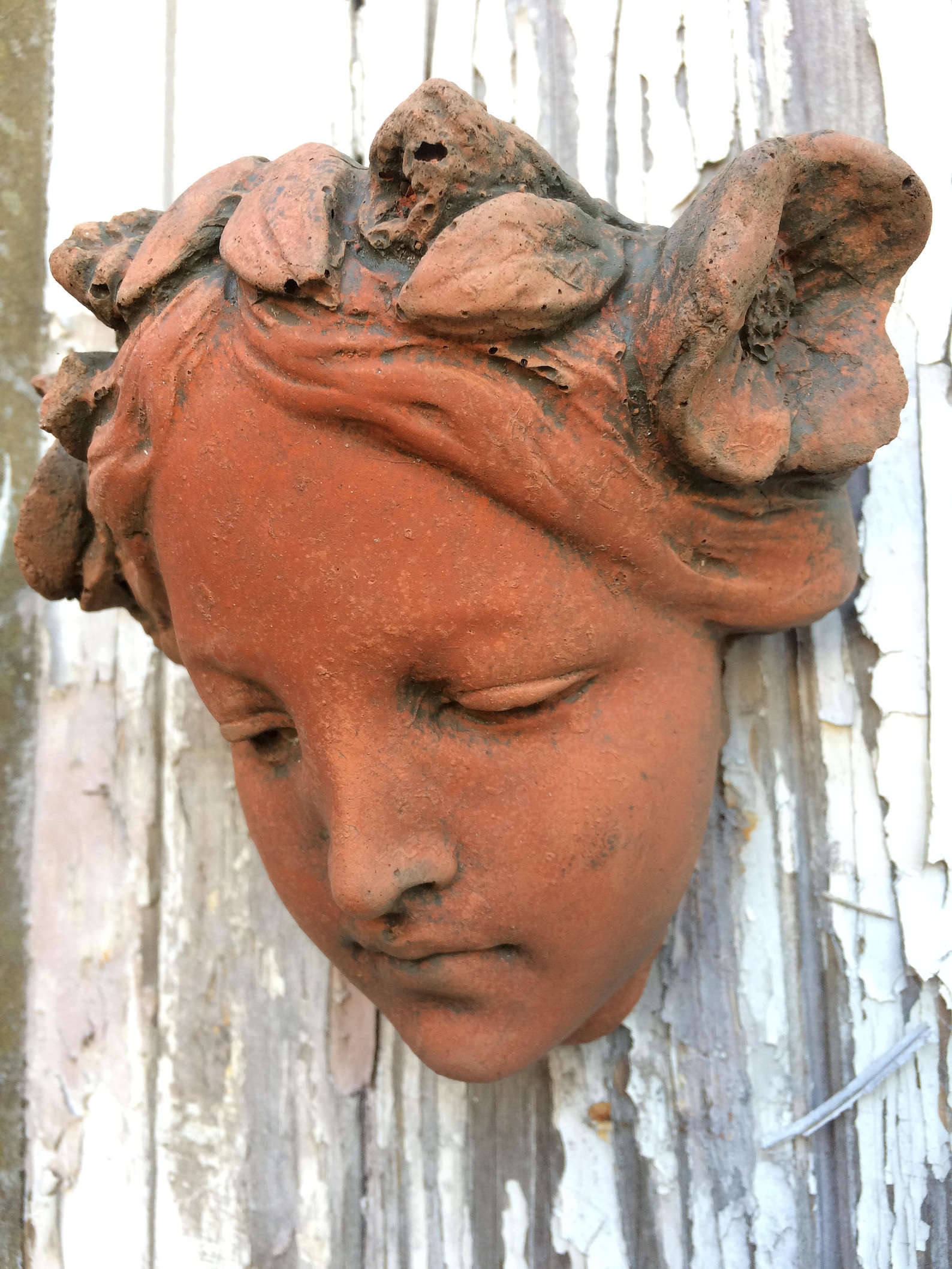 Art nouveau style girl face decorative stone wall plaque | Etsy