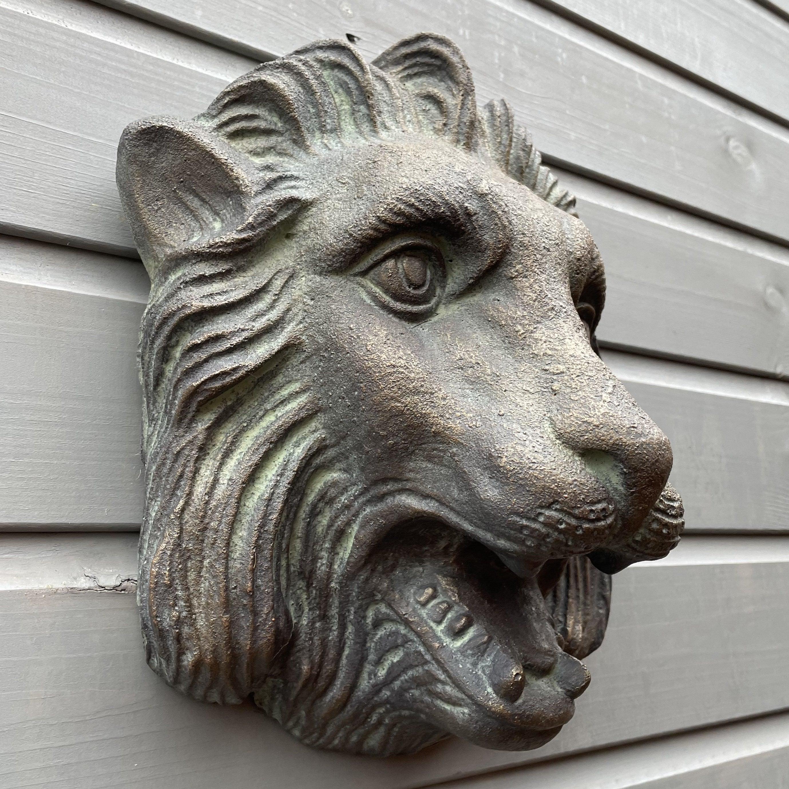 Gargouille Tête De Lion Pour Fontaine - Fonte Antique - Évacuation D'eau Méditerranéenne - 22x18x10 Cm - Décoration Jardin