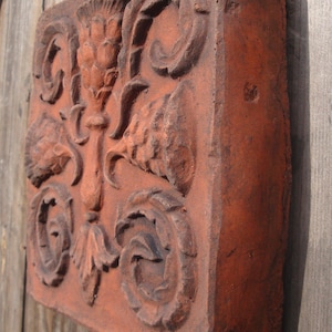 Scottish Thistle decorative brick copy of antique terracotta wall tile