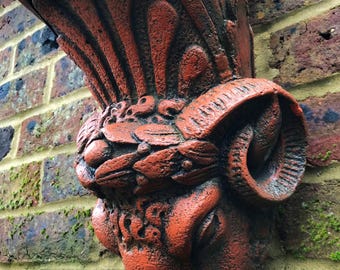 Rams Head Gothic Style Wall Sculpture Planter