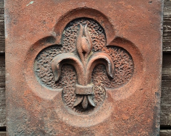 Victorian decorative brick copy antique terracotta wall tile "Fleur de Lys"
