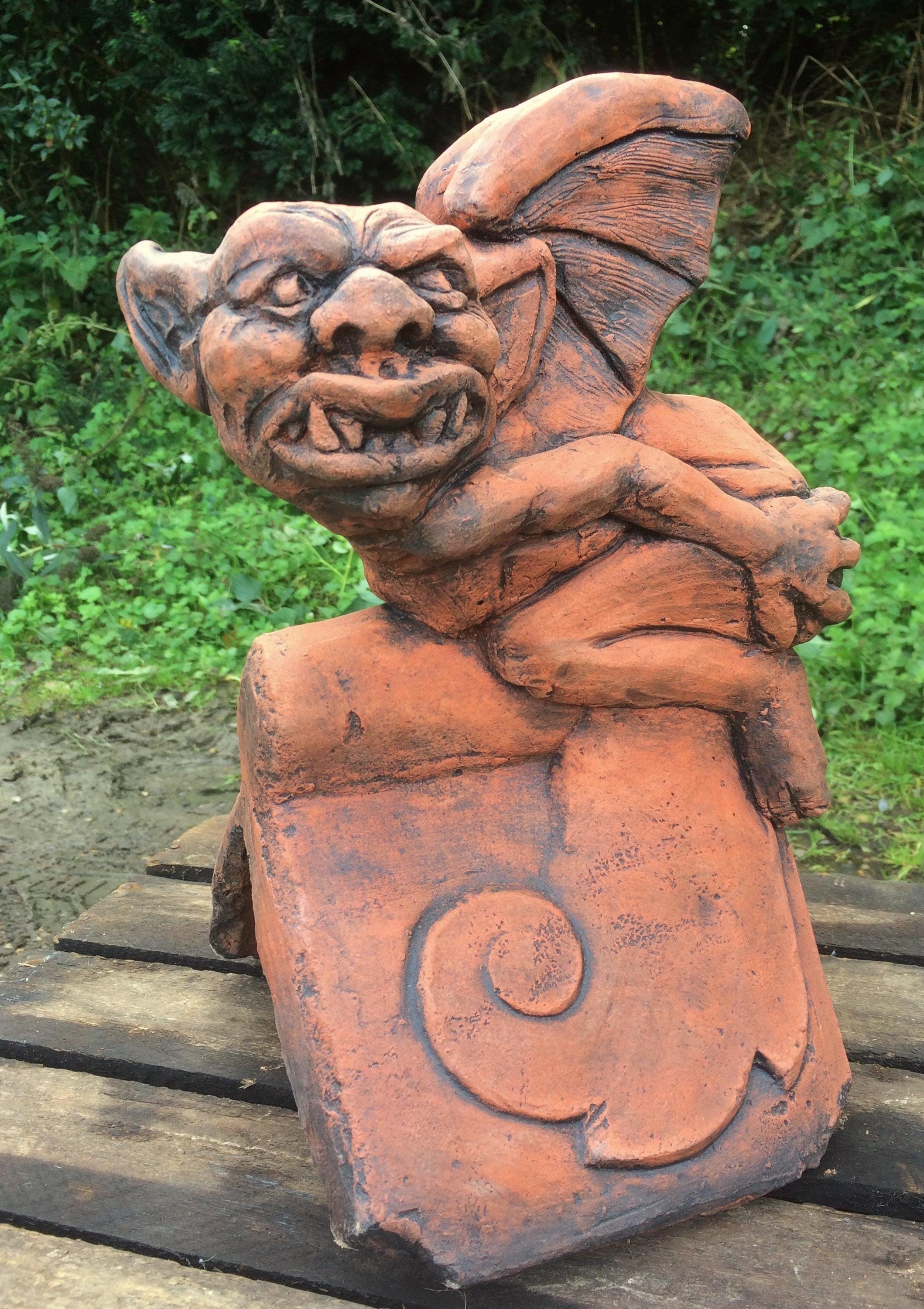 Mooning Gargoyle Roof Finial 90 Degree Angled or Half Round