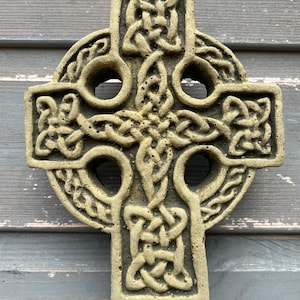 Celtic cross decorative stone wall plaque sml 33cmH