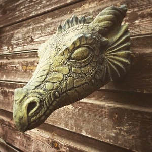 Wyvern dragon head decorative stone wall plaque mythical