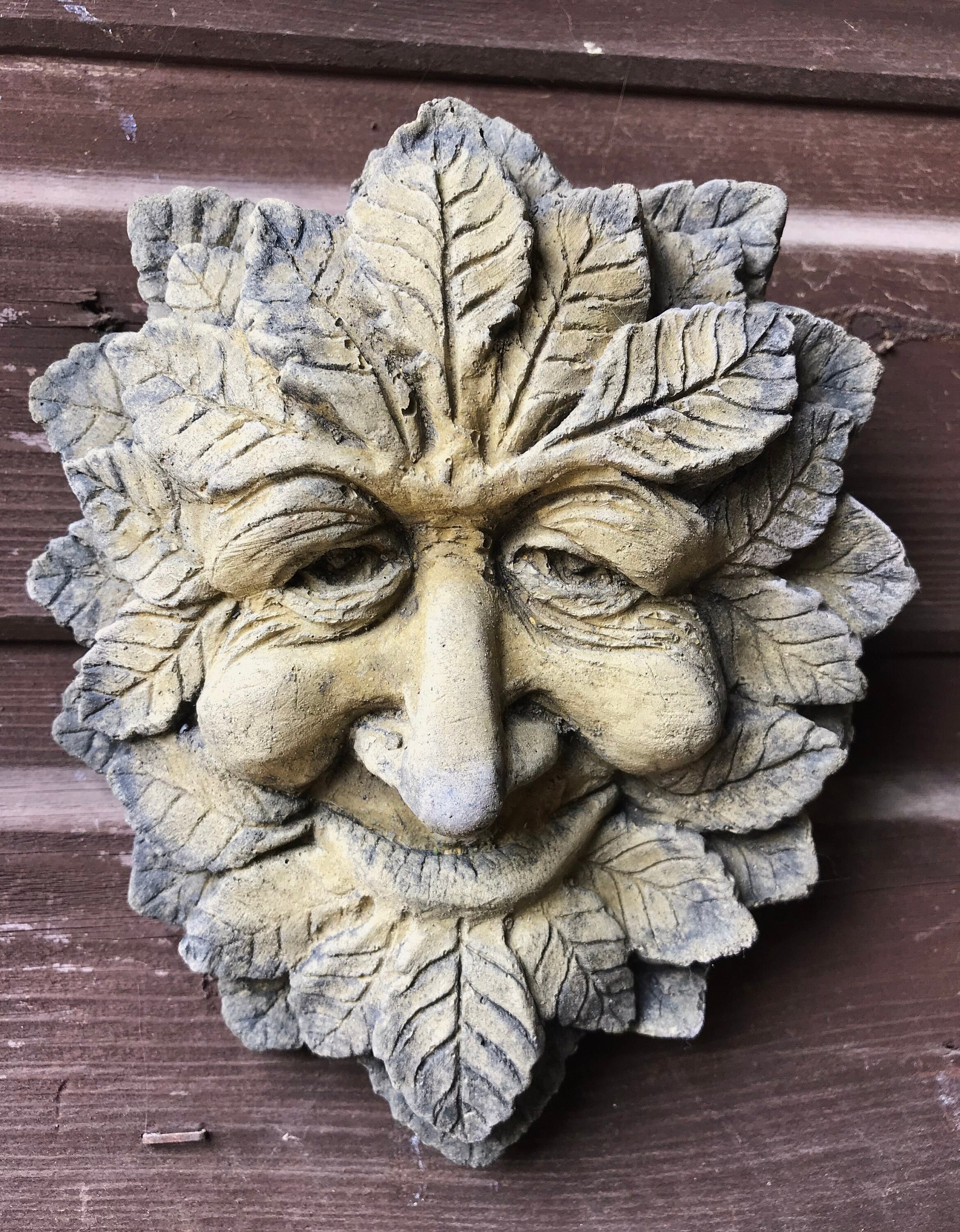 Set of 4 Pagan Green Man Decorative Stone Wall Plaques FREE Etsy UK