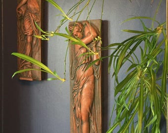 Set of 3 Classical Wall Plaques of Female Figures