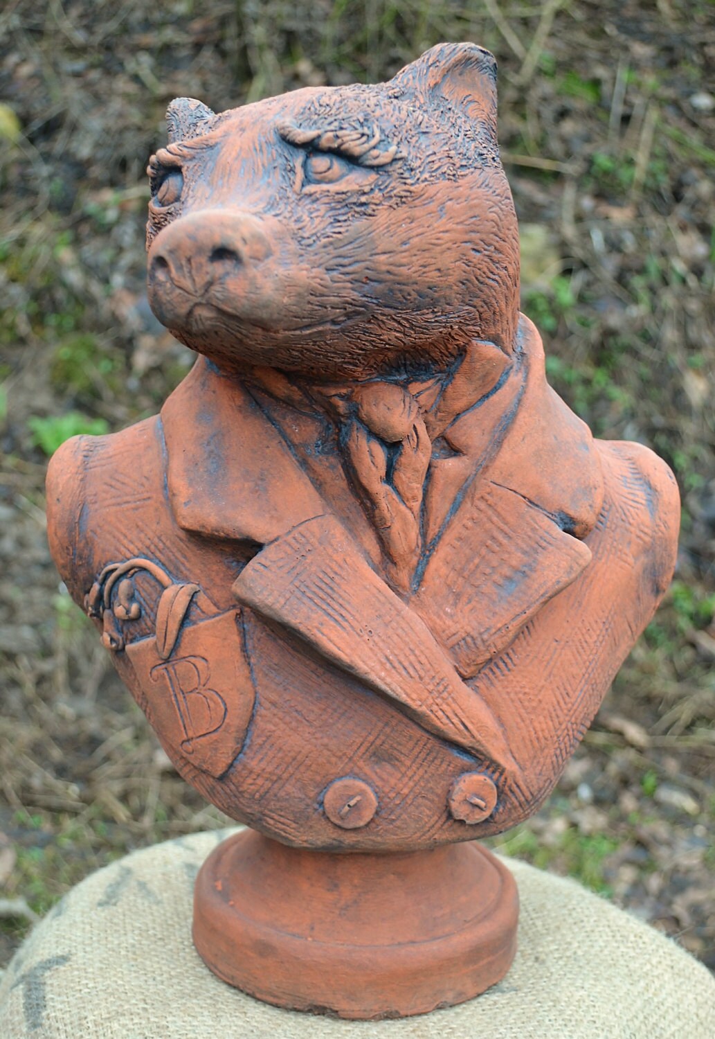 Badger Garden Ornament Bust Frost Proof Stone Statue Original Etsy UK