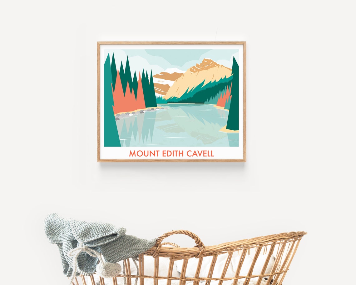 Mount Edith Cavell Print // 8x10" or 11x14" Illustrated Print of Jasper ...