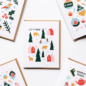 Cartes de vœux ! Bleu, rouge et vert | Cartes de voeux vierges + enveloppes // Cartes de vœux fabriquées avec du papier respectueux de l'environnement