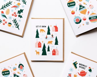 Holiday Cards! Blue, Red, & Green | Blank Greeting Cards + Envelopes // Holiday cards made with eco-friendly papers